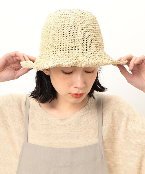 ONIGIRI（オニギリ）の「こま編み　ハット（ハット・レディース・ベージュ/ブラウン・FREE）」の5枚目の写真