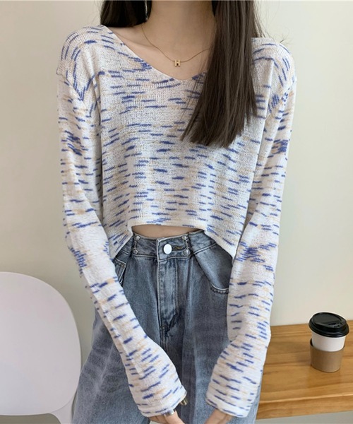 Jewelobe(ジュエローブ)の「ミックスヤーンクロップドニットプルオーバー(ニット/セーター・レディース・ピンク/ホワイト/パープル・FREE)」の16枚目の写真