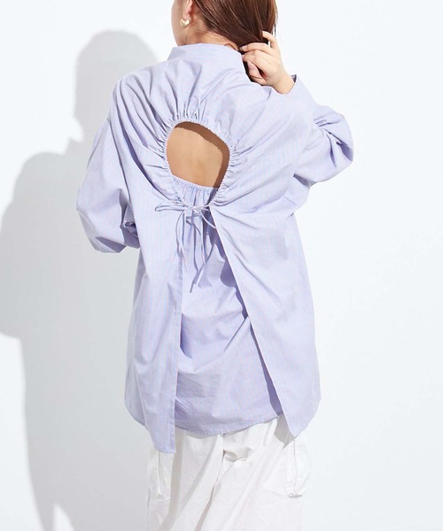 Settimissimo（セッティミッシモ）の「バックオープンマルチストライプシャツ（シャツ/ブラウス・レディース・オレンジ/ブルー・FREE）」の2枚目の写真