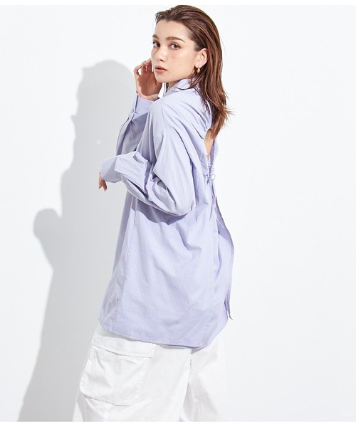 Settimissimo（セッティミッシモ）の「バックオープンマルチストライプシャツ（シャツ/ブラウス・レディース・オレンジ/ブルー・FREE）」の5枚目の写真