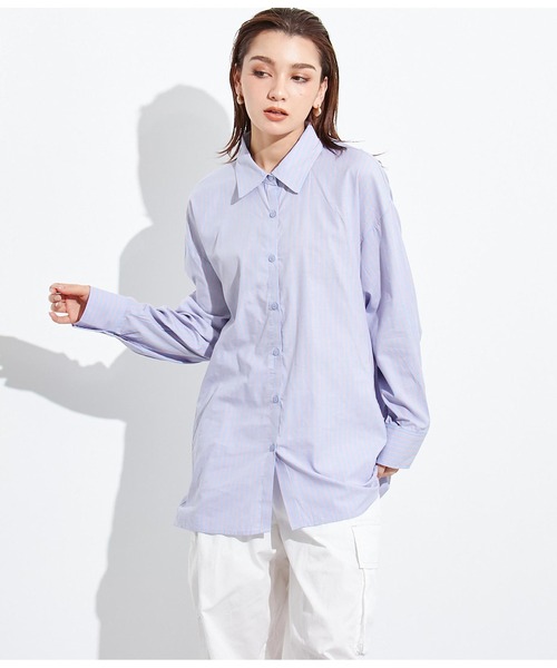 Settimissimo（セッティミッシモ）の「バックオープンマルチストライプシャツ（シャツ/ブラウス・レディース・オレンジ/ブルー・FREE）」の6枚目の写真