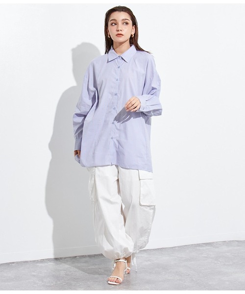 Settimissimo（セッティミッシモ）の「バックオープンマルチストライプシャツ（シャツ/ブラウス・レディース・オレンジ/ブルー・FREE）」の7枚目の写真