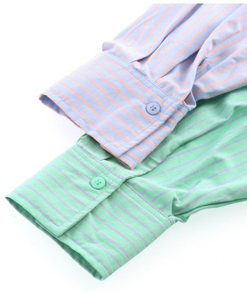 Settimissimo（セッティミッシモ）の「バックオープンマルチストライプシャツ（シャツ/ブラウス・レディース・オレンジ/ブルー・FREE）」の13枚目の写真