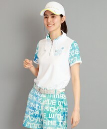 adabat | 【日本製/UVカット/防透け】ロゴデザイン 半袖ハーフジッププルオーバー(Tシャツ/カットソー)