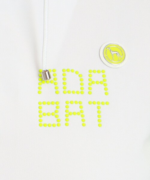 adabat（アダバット）の「◆【日本製/UVカット/防透け】ロゴデザイン 半袖ハーフジッププルオーバー（Tシャツ/カットソー・レディース・オレンジ系その他2/ブルー系5/ライトグリーン系・36/38/40/42）」の15枚目の写真