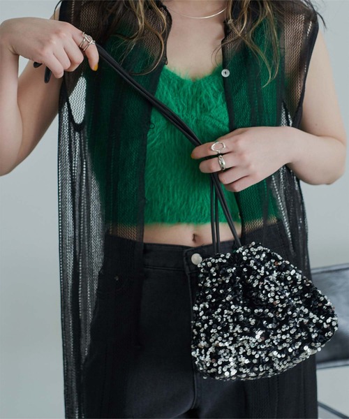 miette（ミエット）の「ｽﾊﾟﾝｺｰﾙﾐﾆﾊﾞｯｸﾞ（ショルダーバッグ・レディース・ブラック/シルバー/グリーン/マルチ・FREE）」の3枚目の写真