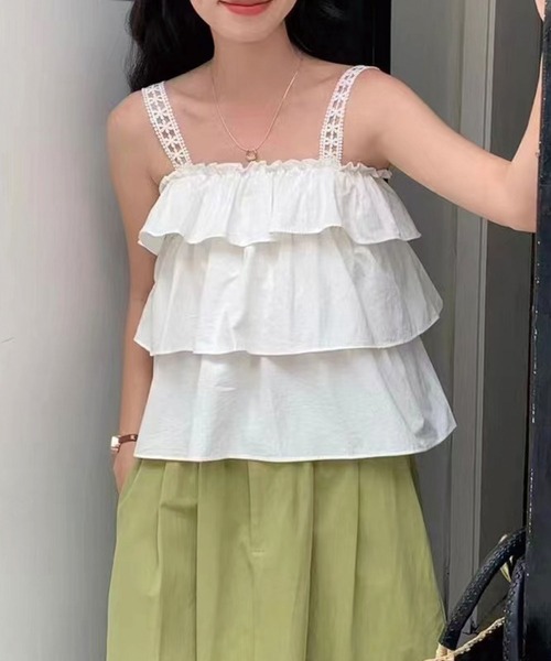 SPIGA（スピーガ）の「ﾌﾘﾙﾃｨｱｰﾄﾞｷｬﾐｿｰﾙ（キャミソール・レディース・ホワイト/イエロー・FREE）」の3枚目の写真