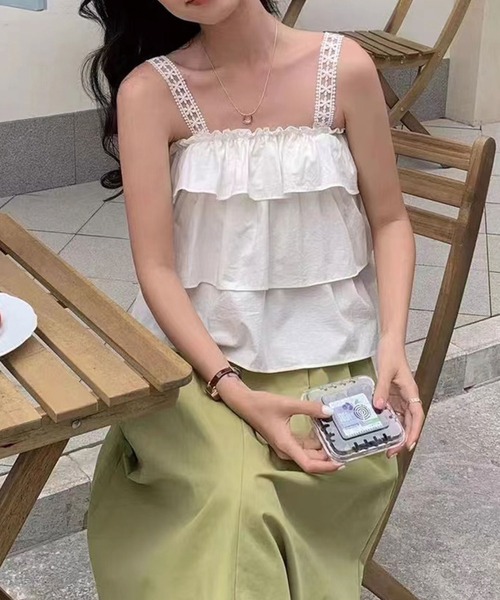 SPIGA（スピーガ）の「ﾌﾘﾙﾃｨｱｰﾄﾞｷｬﾐｿｰﾙ（キャミソール・レディース・ホワイト/イエロー・FREE）」の4枚目の写真