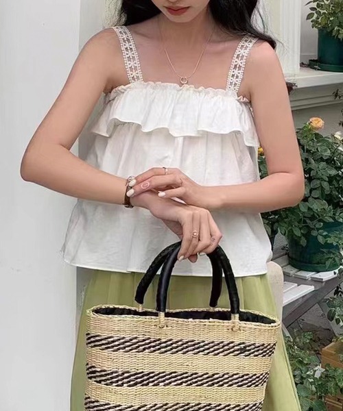 SPIGA（スピーガ）の「ﾌﾘﾙﾃｨｱｰﾄﾞｷｬﾐｿｰﾙ（キャミソール・レディース・ホワイト/イエロー・FREE）」の6枚目の写真