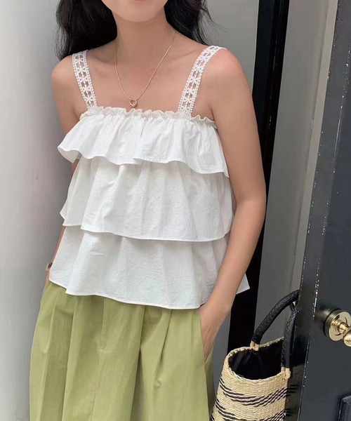 SPIGA（スピーガ）の「ﾌﾘﾙﾃｨｱｰﾄﾞｷｬﾐｿｰﾙ（キャミソール・レディース・ホワイト/イエロー・FREE）」の7枚目の写真