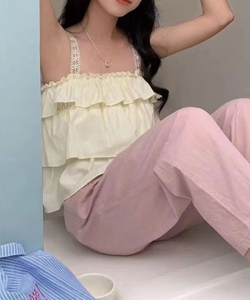 SPIGA（スピーガ）の「ﾌﾘﾙﾃｨｱｰﾄﾞｷｬﾐｿｰﾙ（キャミソール・レディース・ホワイト/イエロー・FREE）」の9枚目の写真