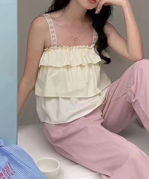 SPIGA（スピーガ）の「ﾌﾘﾙﾃｨｱｰﾄﾞｷｬﾐｿｰﾙ（キャミソール・レディース・ホワイト/イエロー・FREE）」の10枚目の写真