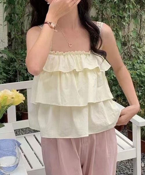 SPIGA（スピーガ）の「ﾌﾘﾙﾃｨｱｰﾄﾞｷｬﾐｿｰﾙ（キャミソール・レディース・ホワイト/イエロー・FREE）」の11枚目の写真