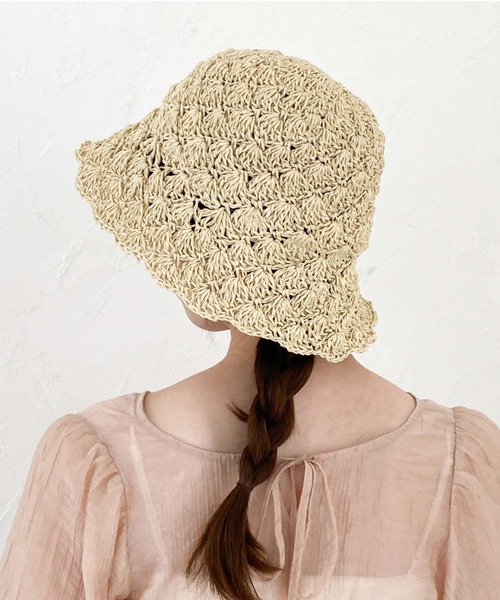 archives（アルシーヴ）の「手編みペーパーハット（ハット・レディース・ベージュ/アイボリー/ブラック・FREE）」の2枚目の写真