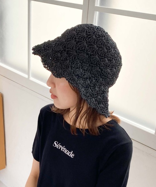 archives（アルシーヴ）の「手編みペーパーハット（ハット・レディース・ベージュ/アイボリー/ブラック・FREE）」の3枚目の写真