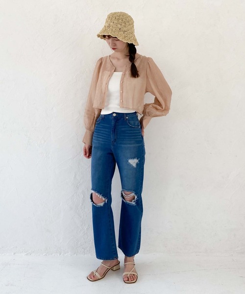 archives（アルシーヴ）の「手編みペーパーハット（ハット・レディース・ベージュ/アイボリー/ブラック・FREE）」の6枚目の写真