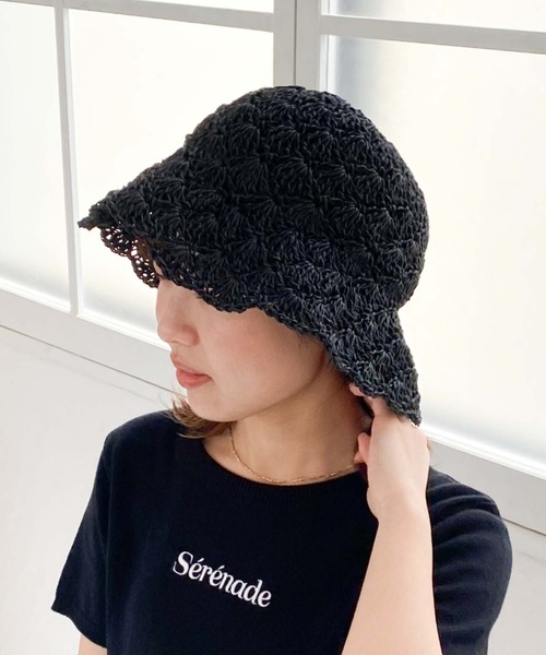 archives（アルシーヴ）の「手編みペーパーハット（ハット・レディース・ベージュ/アイボリー/ブラック・FREE）」の9枚目の写真