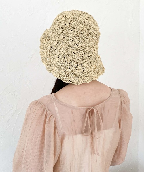 archives（アルシーヴ）の「手編みペーパーハット（ハット・レディース・ベージュ/アイボリー/ブラック・FREE）」の5枚目の写真