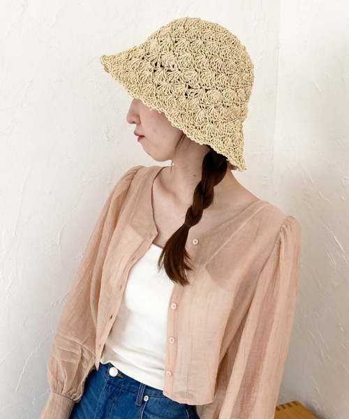 archives（アルシーヴ）の「手編みペーパーハット（ハット・レディース・ベージュ/アイボリー/ブラック・FREE）」の4枚目の写真