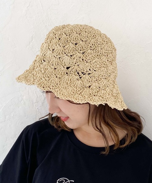 archives（アルシーヴ）の「手編みペーパーハット（ハット・レディース・ベージュ/アイボリー/ブラック・FREE）」の16枚目の写真