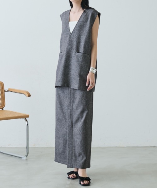 Aunt Marie's（アントマリーズ）の「リネンライクＶネックジレ / SETUP対応（ベスト・レディース・ブラック/チャコールグレー/ベージュ・FREE）」の19枚目の写真