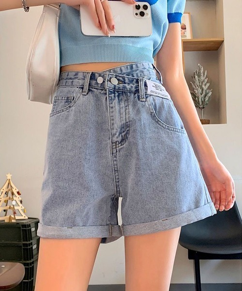 gossip!ロサンゼルス(ゴシップロサンゼルス)の「ハイウェストショートデニムパンツ(デニムパンツ・レディース・ブラック/ライトブルー・S/M/L)」の21枚目の写真