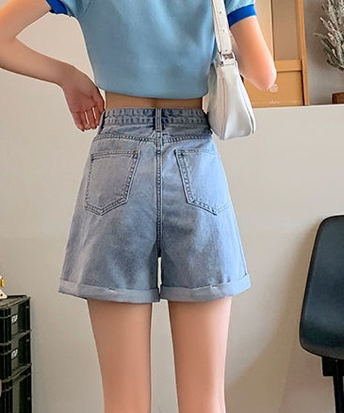 gossip!ロサンゼルス(ゴシップロサンゼルス)の「ハイウェストショートデニムパンツ(デニムパンツ・レディース・ブラック/ライトブルー・S/M/L)」の18枚目の写真