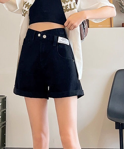 gossip!ロサンゼルス(ゴシップロサンゼルス)の「ハイウェストショートデニムパンツ(デニムパンツ・レディース・ブラック/ライトブルー・S/M/L)」の7枚目の写真