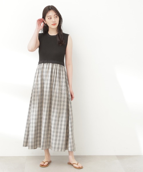 N.(N. Natural Beauty Basic)(エヌエヌナチュラルビューティーベーシック)の「【S Size Line】◆リブニットドッキングワンピース(ワンピース・レディース・ブラック/グレー・SMALL/MEDIUM)」の5枚目の写真