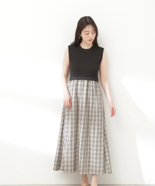 N.(N. Natural Beauty Basic)(エヌエヌナチュラルビューティーベーシック)の「【S Size Line】◆リブニットドッキングワンピース(ワンピース・レディース・ブラック/グレー・SMALL/MEDIUM)」の6枚目の写真