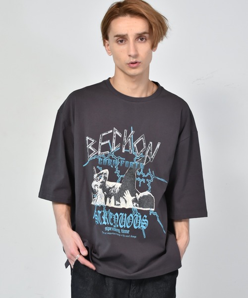 セール】天竺ロックプリントTシャツ/レディース メンズ（Tシャツ
