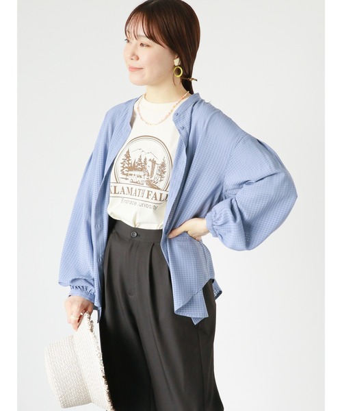 ehka sopo（エヘカソポ）の「風景プリントTシャツ（Tシャツ/カットソー・レディース・ブラック/キナリ/グリーン/ピンク・ﾌﾘ-）」の6枚目の写真