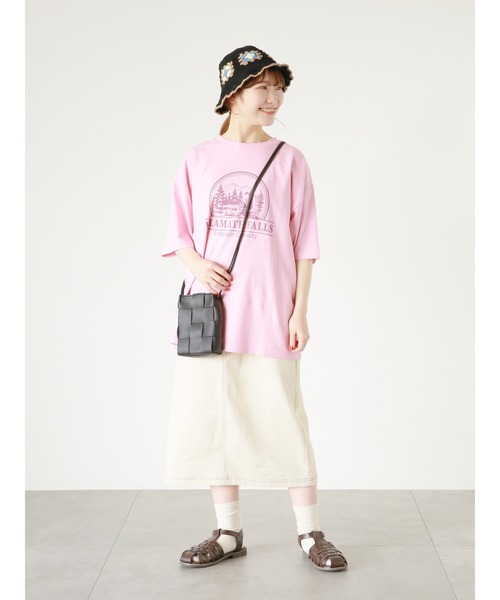 ehka sopo（エヘカソポ）の「風景プリントTシャツ（Tシャツ/カットソー・レディース・ブラック/キナリ/グリーン/ピンク・ﾌﾘ-）」の7枚目の写真