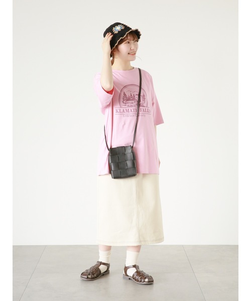 ehka sopo（エヘカソポ）の「風景プリントTシャツ（Tシャツ/カットソー・レディース・ブラック/キナリ/グリーン/ピンク・ﾌﾘ-）」の8枚目の写真