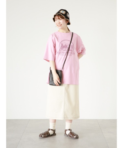 ehka sopo（エヘカソポ）の「風景プリントTシャツ（Tシャツ/カットソー・レディース・ブラック/キナリ/グリーン/ピンク・ﾌﾘ-）」の9枚目の写真