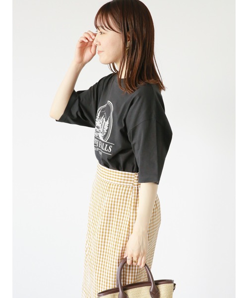 ehka sopo（エヘカソポ）の「風景プリントTシャツ（Tシャツ/カットソー・レディース・ブラック/キナリ/グリーン/ピンク・ﾌﾘ-）」の22枚目の写真