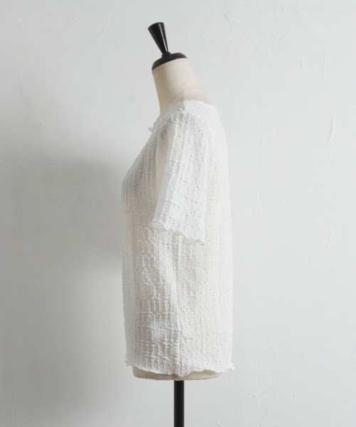 tocco closet(トッコ クローゼット)の「【ZOZO限定】カットジャガードメロートップス(Tシャツ/カットソー・レディース・オフホワイト/ブラック・M)」の19枚目の写真