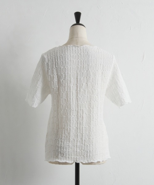 tocco closet(トッコ クローゼット)の「【ZOZO限定】カットジャガードメロートップス(Tシャツ/カットソー・レディース・オフホワイト/ブラック・M)」の11枚目の写真