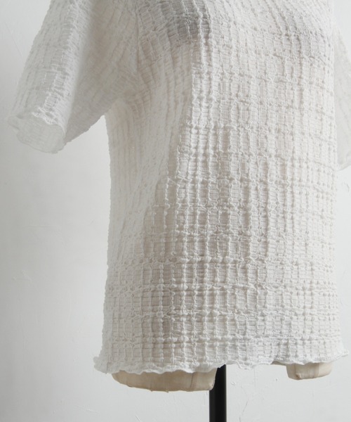 tocco closet(トッコ クローゼット)の「【ZOZO限定】カットジャガードメロートップス(Tシャツ/カットソー・レディース・オフホワイト/ブラック・M)」の8枚目の写真