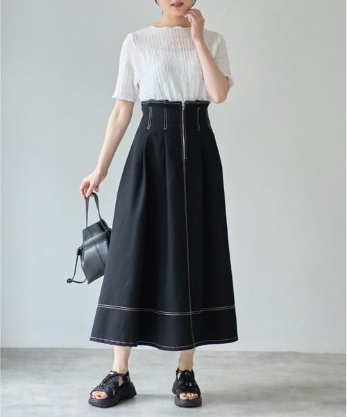 tocco closet(トッコ クローゼット)の「【ZOZO限定】カットジャガードメロートップス(Tシャツ/カットソー・レディース・オフホワイト/ブラック・M)」の15枚目の写真
