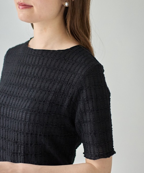 tocco closet(トッコ クローゼット)の「【ZOZO限定】カットジャガードメロートップス(Tシャツ/カットソー・レディース・オフホワイト/ブラック・M)」の16枚目の写真