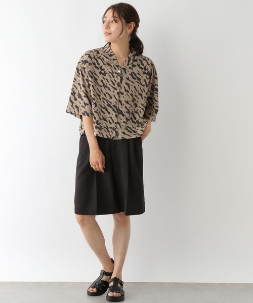 LEPSIM(レプシィム)の「開襟ショート柄5分袖シャツ 904675(シャツ/ブラウス・レディース・ベージュ/オレンジ/グリーン・FREE)」の4枚目の写真