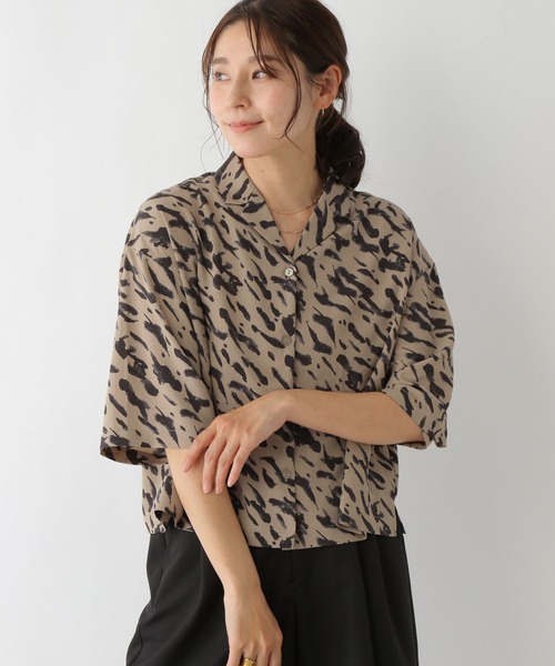 LEPSIM(レプシィム)の「開襟ショート柄5分袖シャツ 904675(シャツ/ブラウス・レディース・ベージュ/オレンジ/グリーン・FREE)」の6枚目の写真