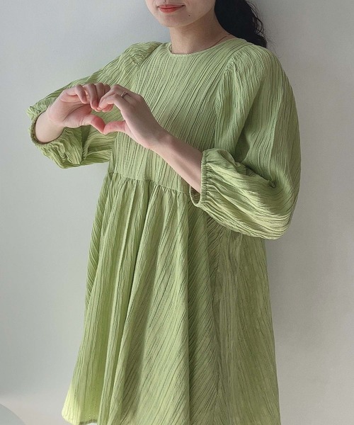 AS KNOW AS plus（アズノゥアズプラス）の「〇バックリボン ボリューム袖チュニック（チュニック・レディース・ライム/オフホワイト/ブラック・FREE）」の13枚目の写真