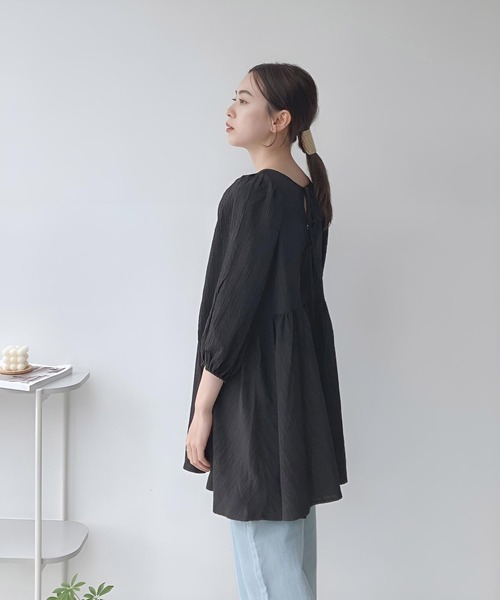 AS KNOW AS plus（アズノゥアズプラス）の「〇バックリボン ボリューム袖チュニック（チュニック・レディース・ライム/オフホワイト/ブラック・FREE）」の17枚目の写真