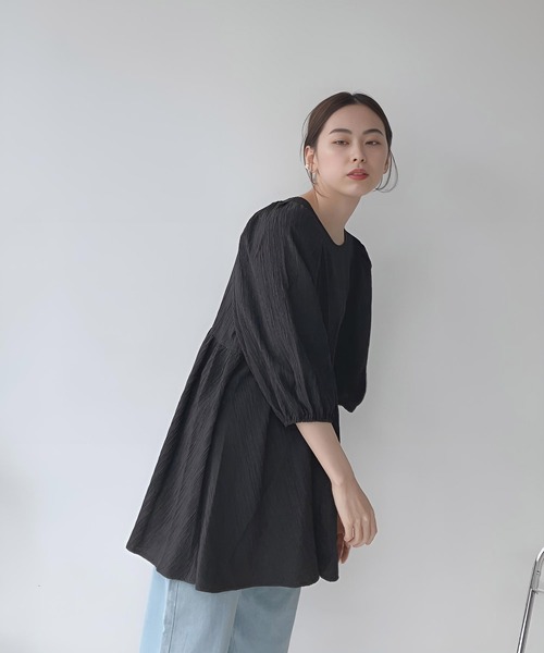 AS KNOW AS plus（アズノゥアズプラス）の「〇バックリボン ボリューム袖チュニック（チュニック・レディース・ライム/オフホワイト/ブラック・FREE）」の20枚目の写真