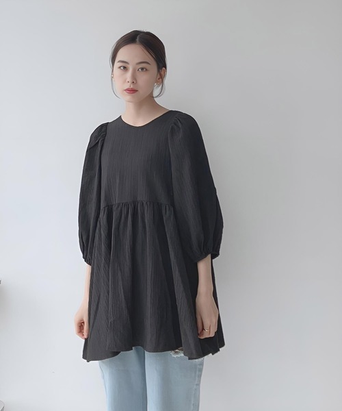 AS KNOW AS plus（アズノゥアズプラス）の「〇バックリボン ボリューム袖チュニック（チュニック・レディース・ライム/オフホワイト/ブラック・FREE）」の21枚目の写真