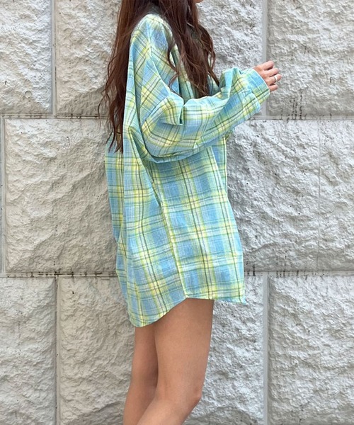 GLAMOROUS JANE（グラマラスジェーン）の「チェック柄オーバーシャツ（シャツ/ブラウス・レディース・ピンク/イエロー/ブルー/グリーン・FREE）」の11枚目の写真