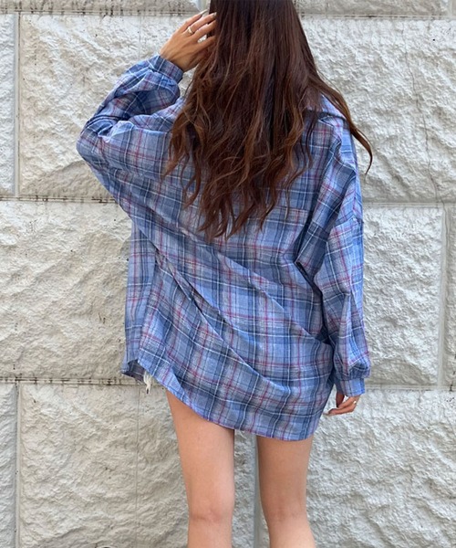 GLAMOROUS JANE（グラマラスジェーン）の「チェック柄オーバーシャツ（シャツ/ブラウス・レディース・ピンク/イエロー/ブルー/グリーン・FREE）」の16枚目の写真