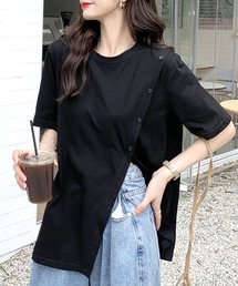 アシンメトリースリットTシャツ
